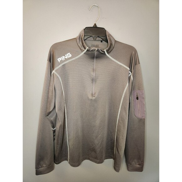 Ping Performance 1/4 Zip‎ Pullover Men's L Gray Long Sleeve Golf Stretch - Picture 2 of 8